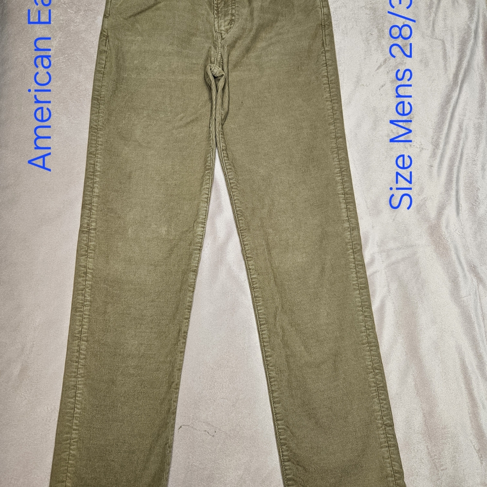 American Eagle Outfitters Olive Corduroy Straight-Leg Pants